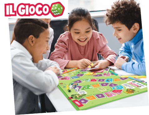 Gioco da tavolo Nutri il Sapere con bambini che giocano