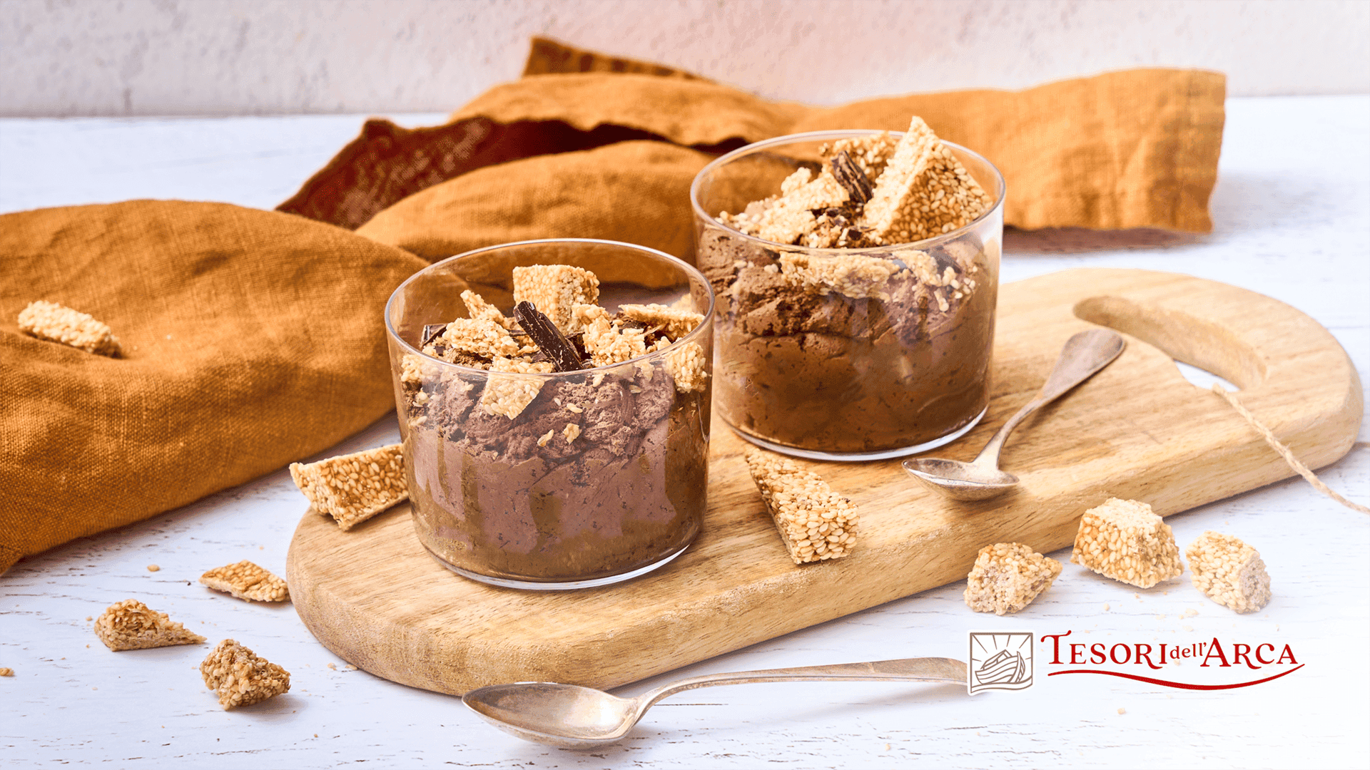 Mousse al cioccolato fondente 78% e croccante sesamo e miele