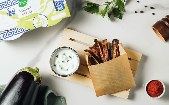 Stick di melanzana e yogurt