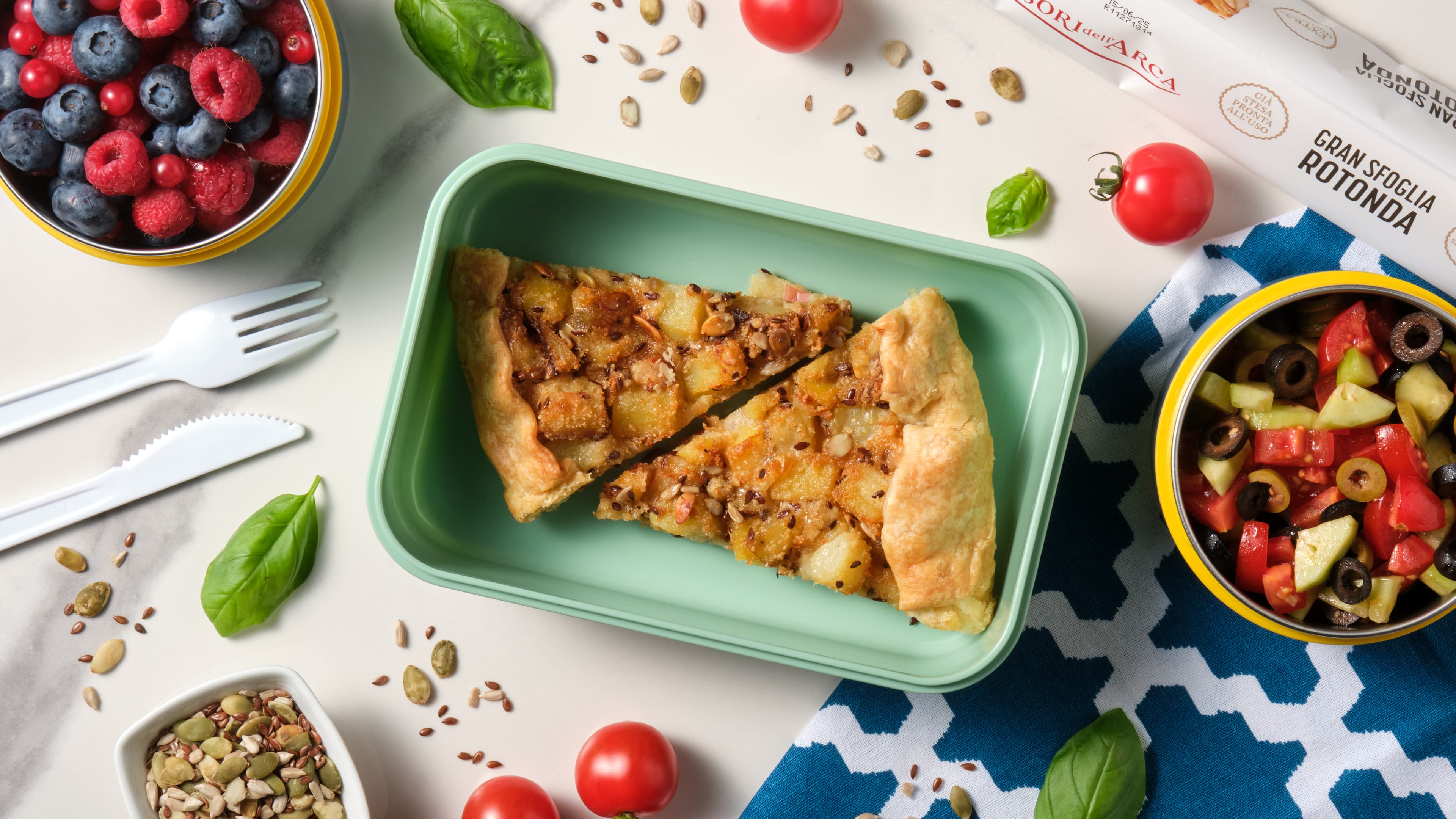 Torta salata patate, prosciutto e formaggio