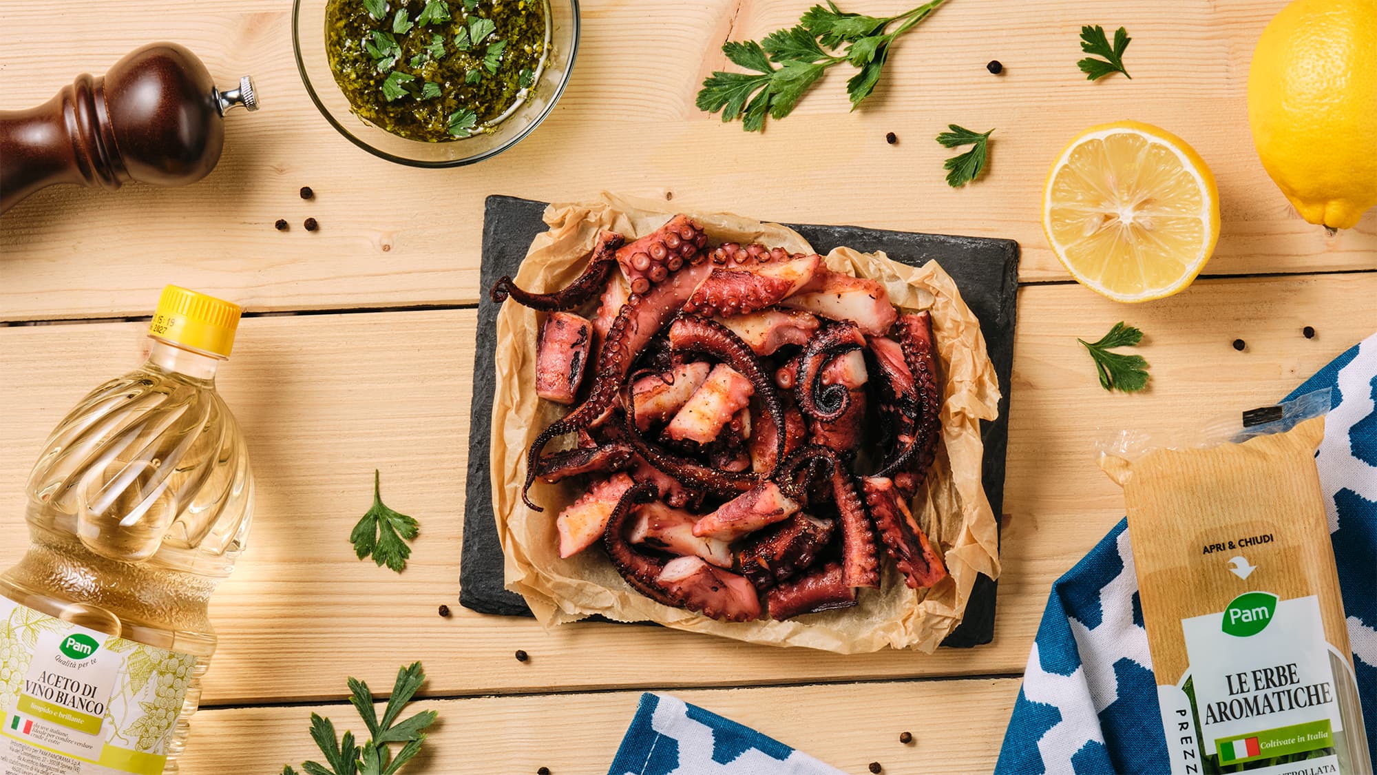 Polpo alla griglia con salsa verde