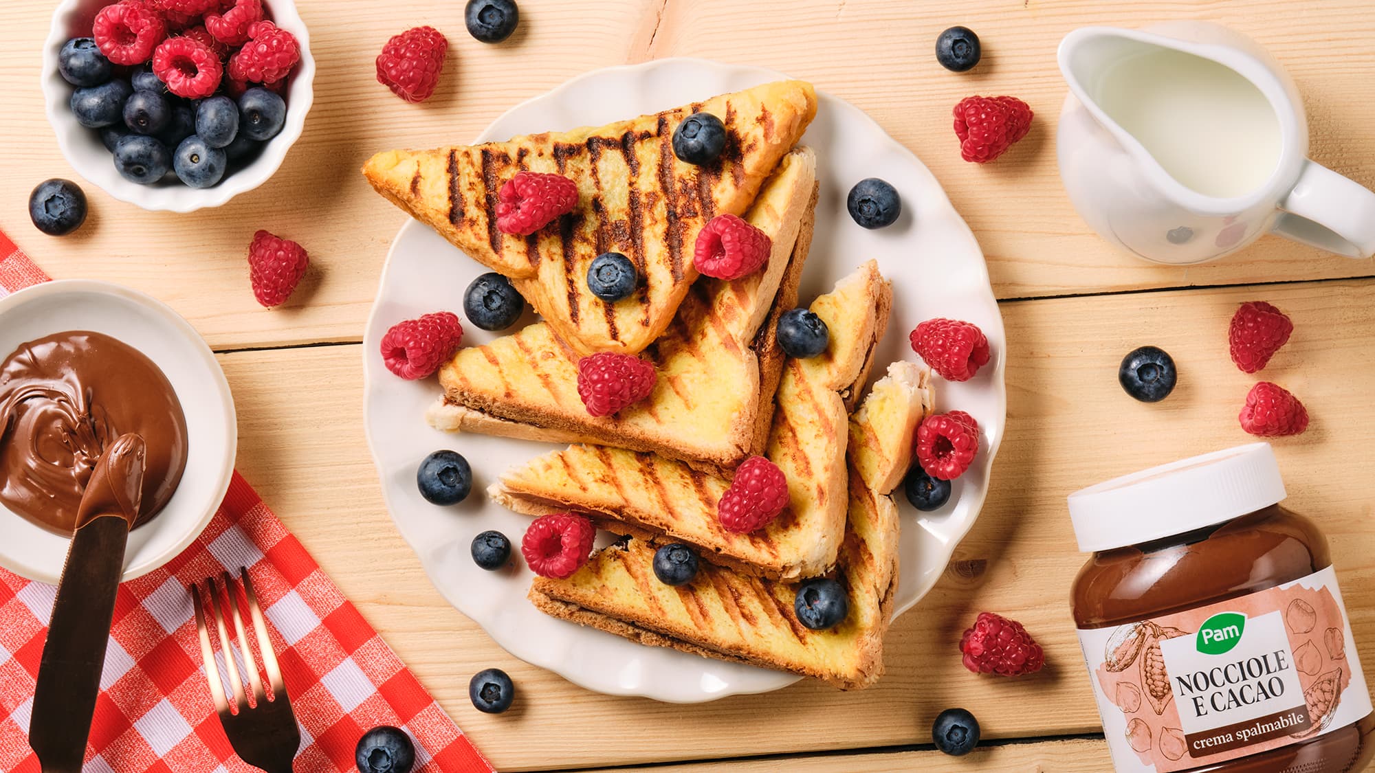 French toast grigliato alla crema di nocciole