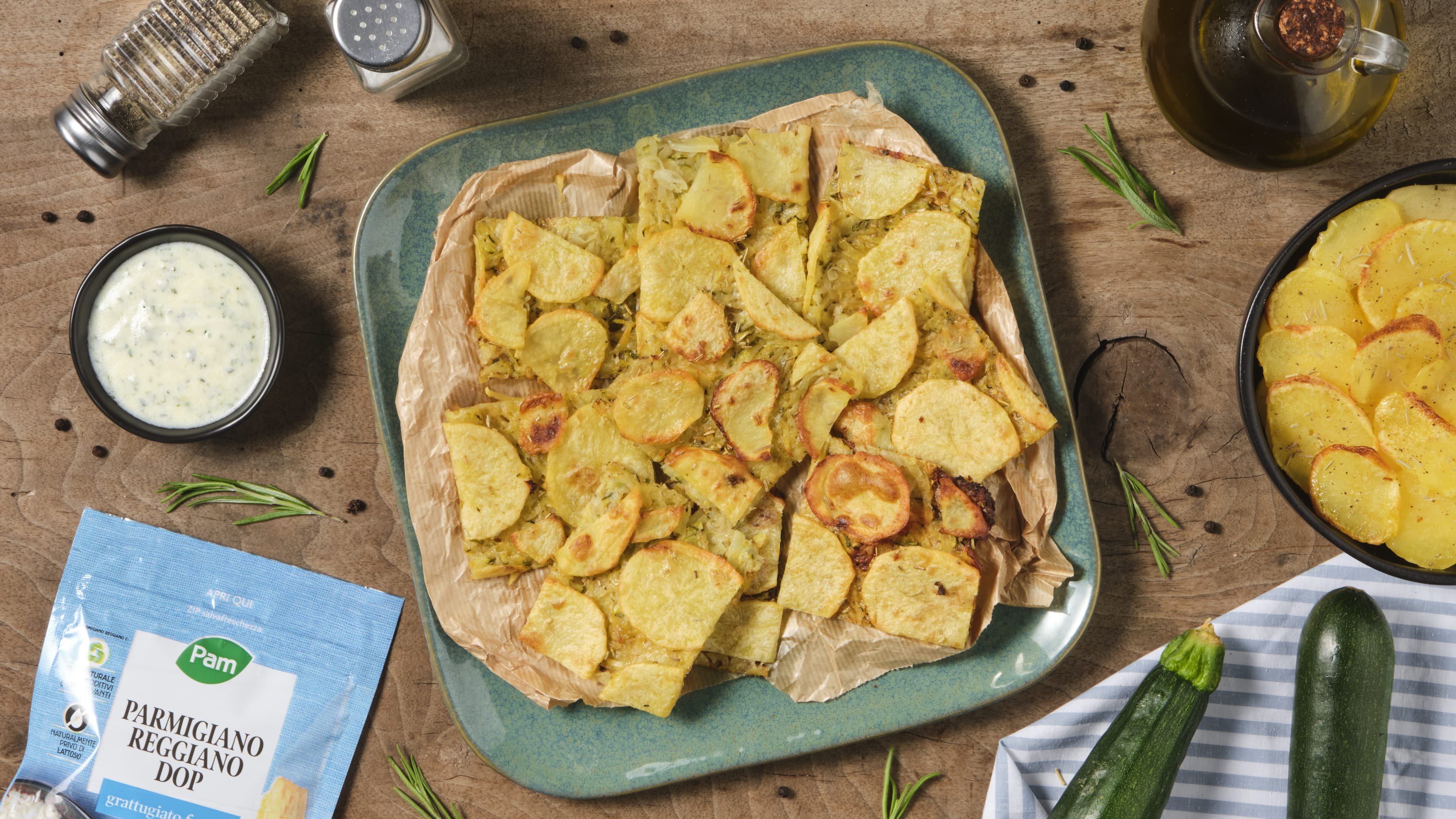 Schiacciata croccante di patate e zucchine