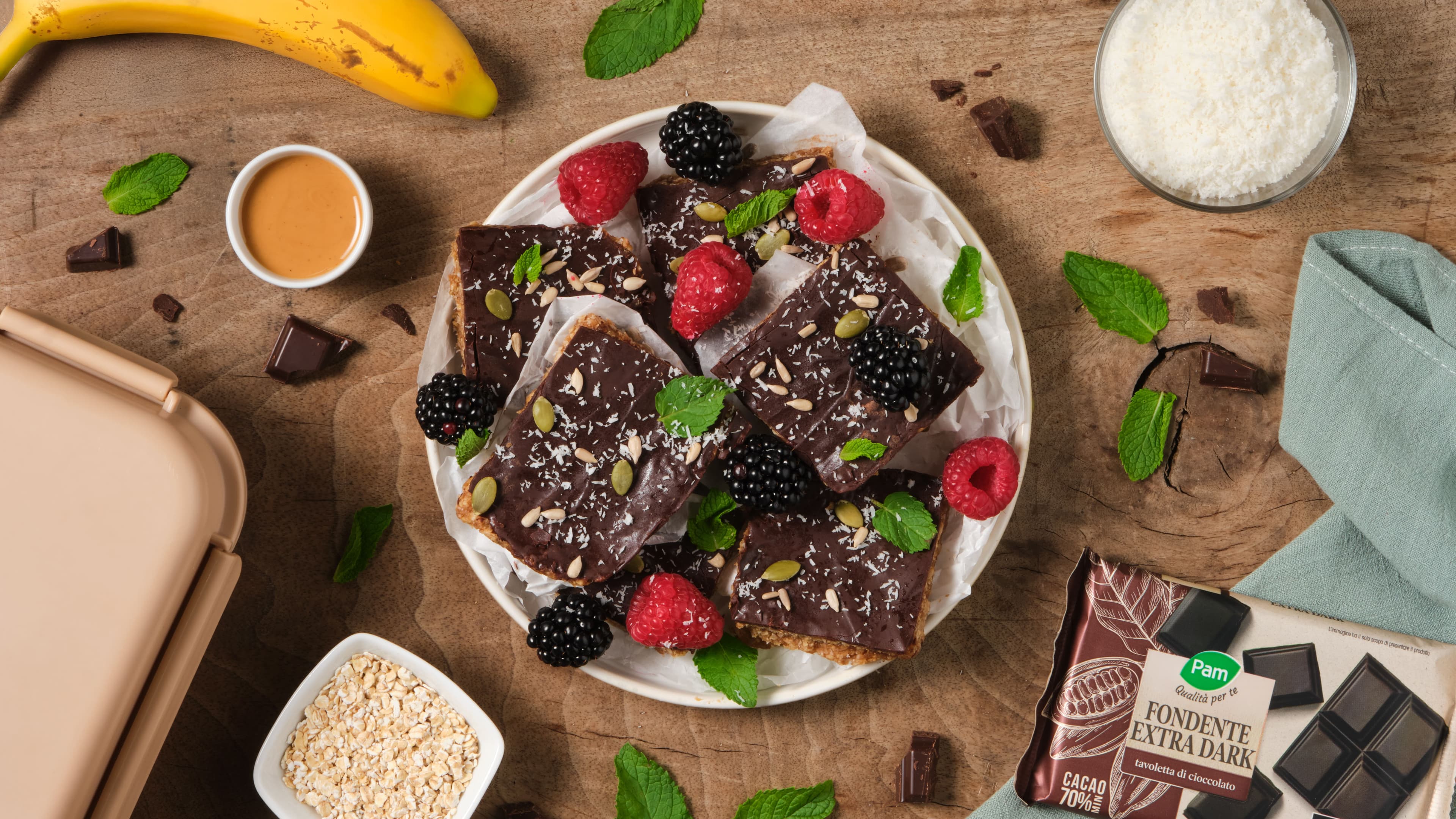 Barrette fit banana, cocco e cioccolato