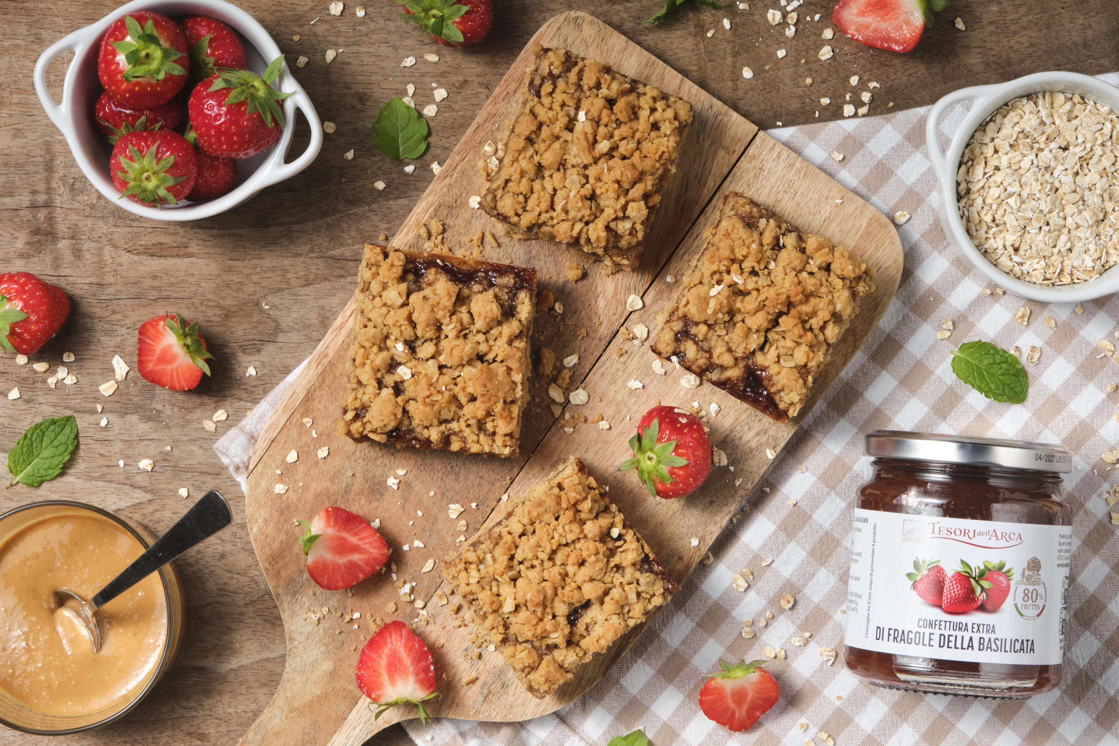 Quadrotti di avena e confettura