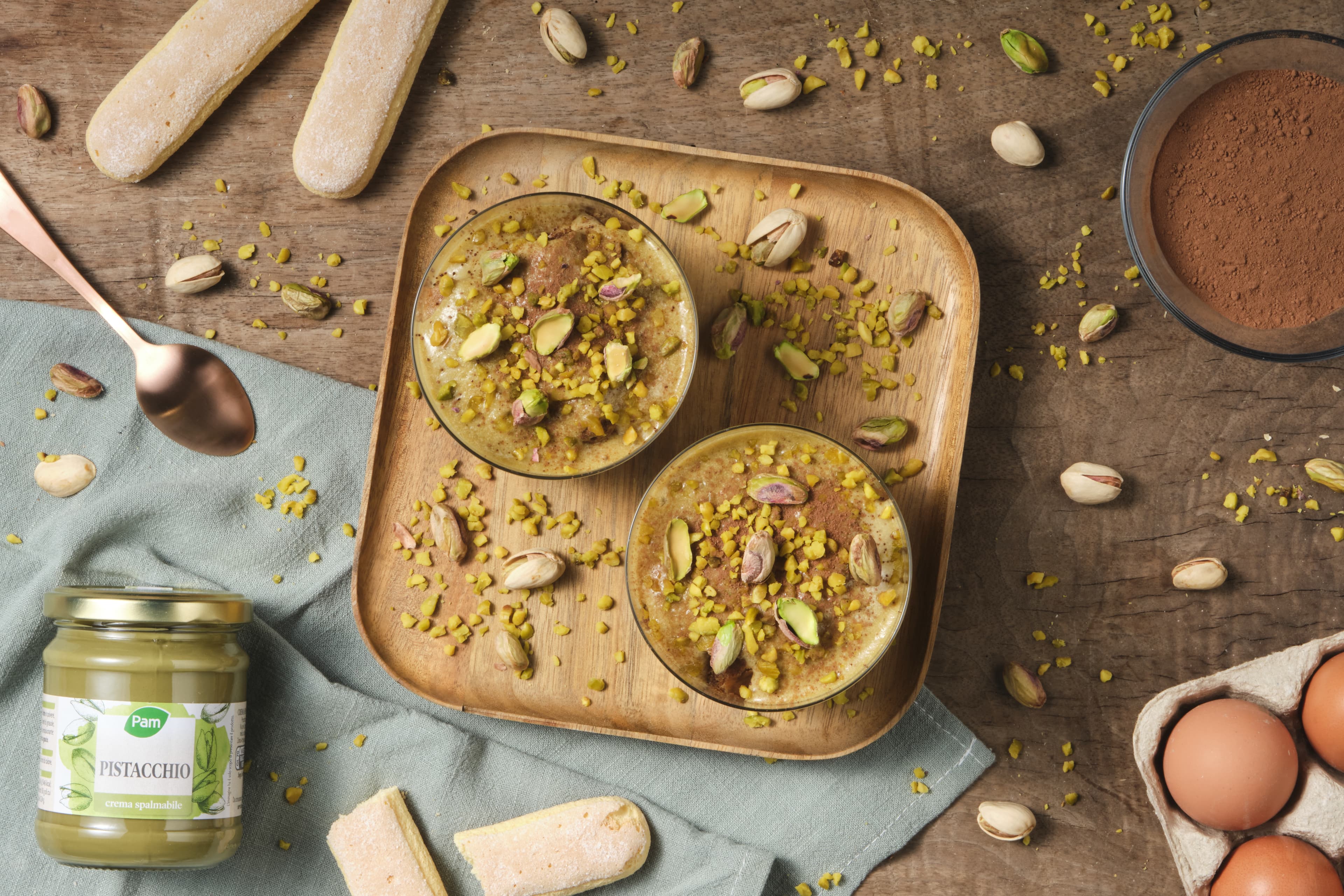 Tiramisù alla crema di pistacchio