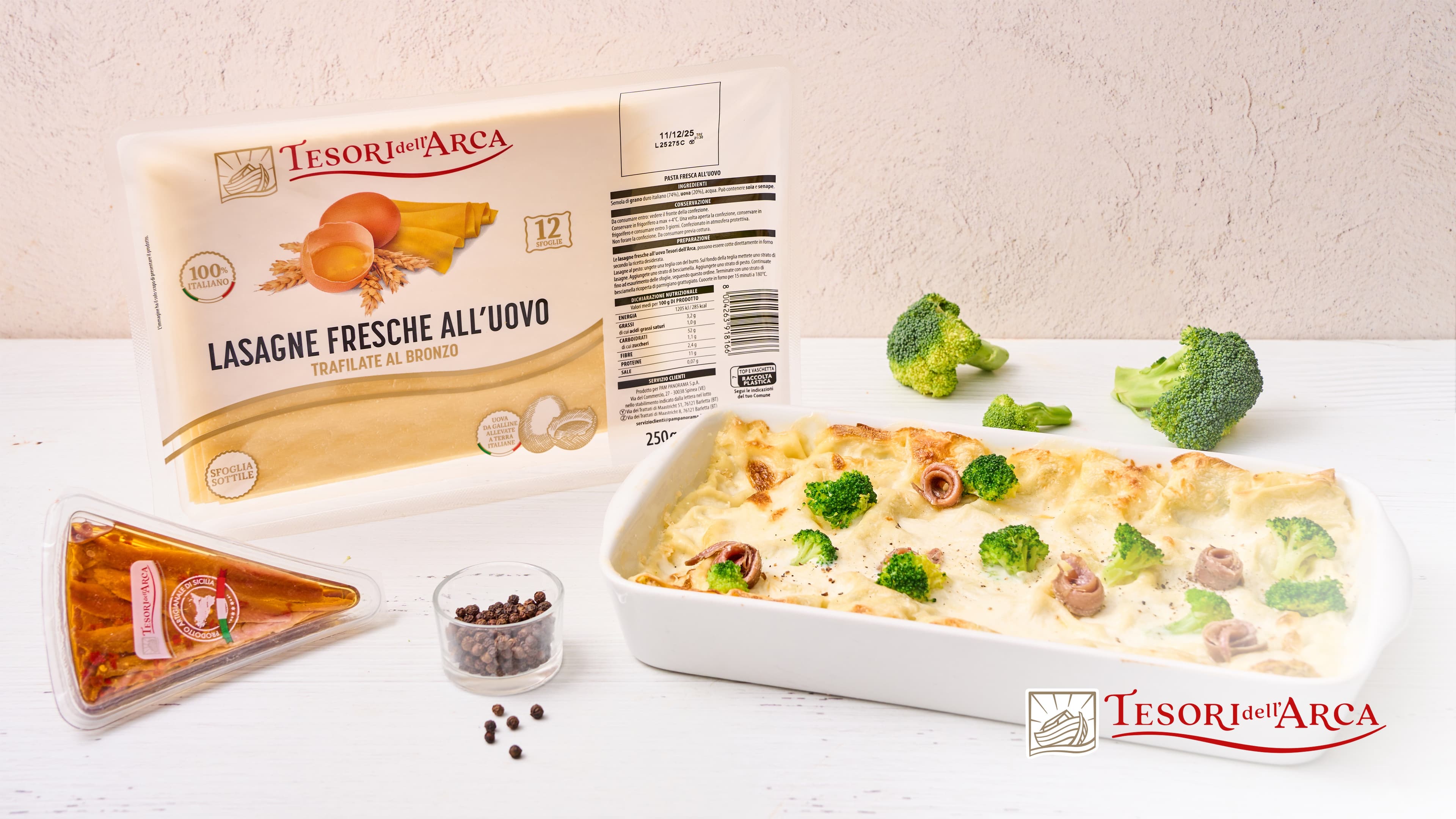 Crespelle di lasagne con ricotta, broccoli e acciughe al peperoncino