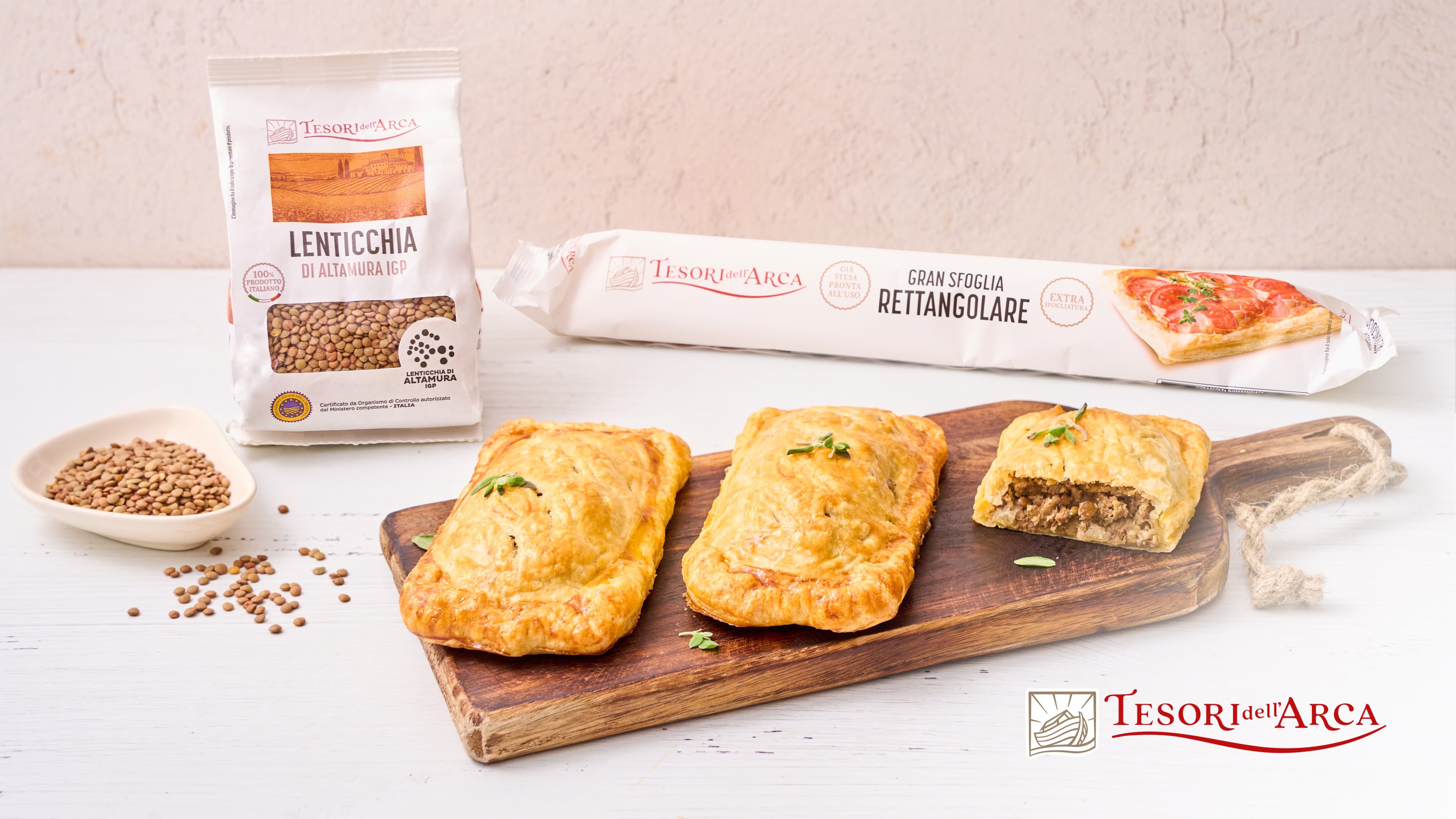 Fagottini di sfoglia con lenticchie e porcini