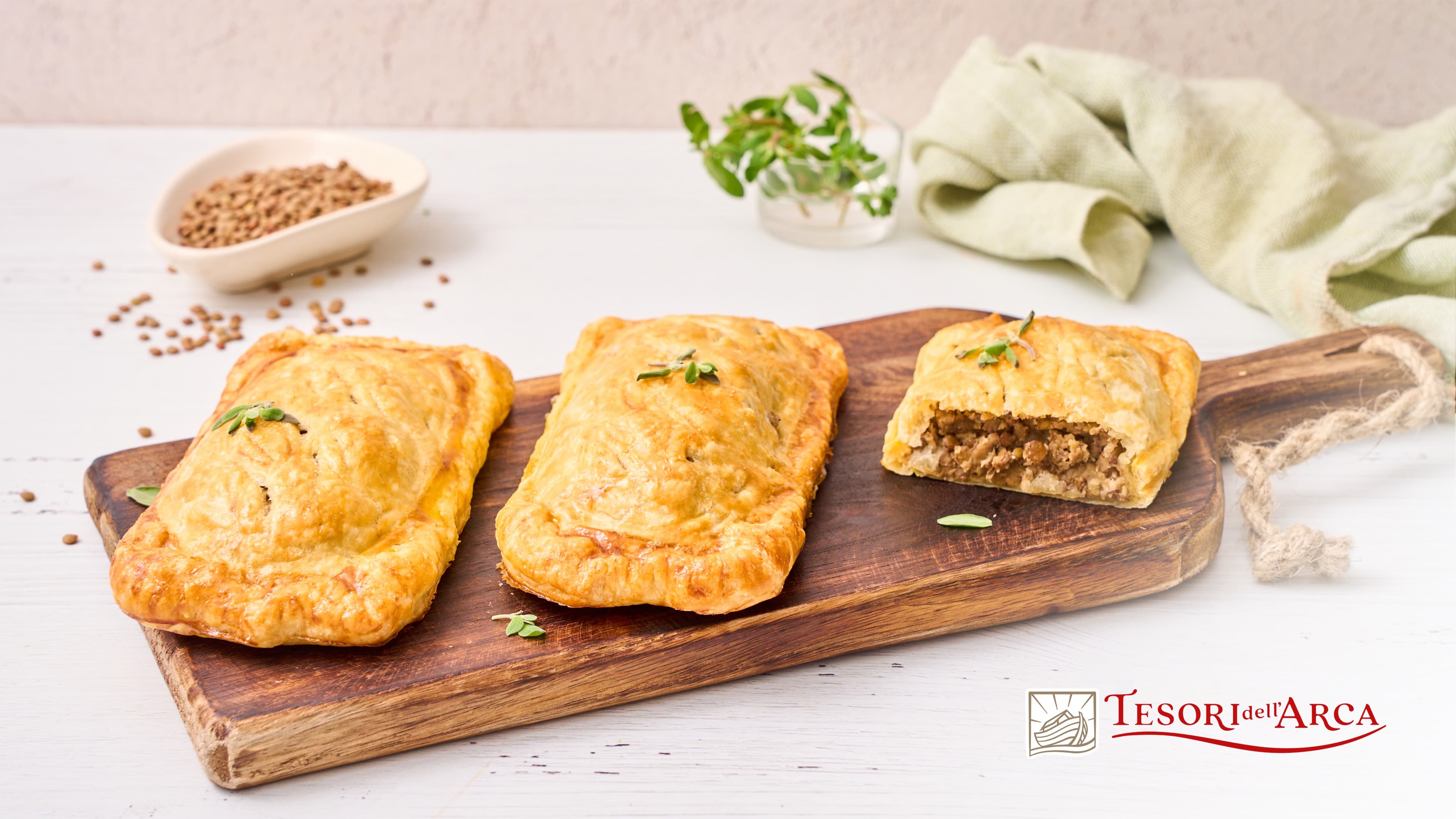 Fagottini di sfoglia con lenticchie e porcini