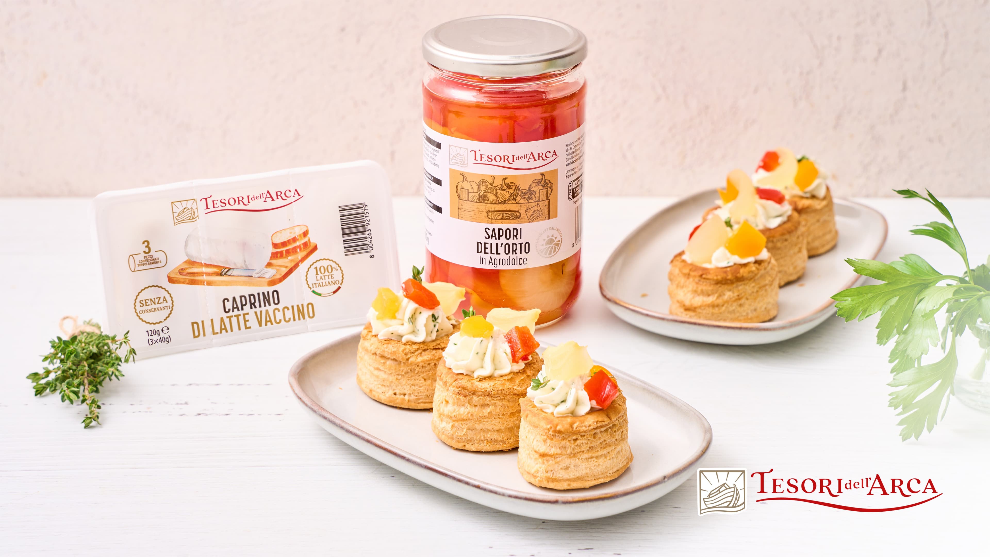 Vol-au-vent con caprino e sapori dell'orto