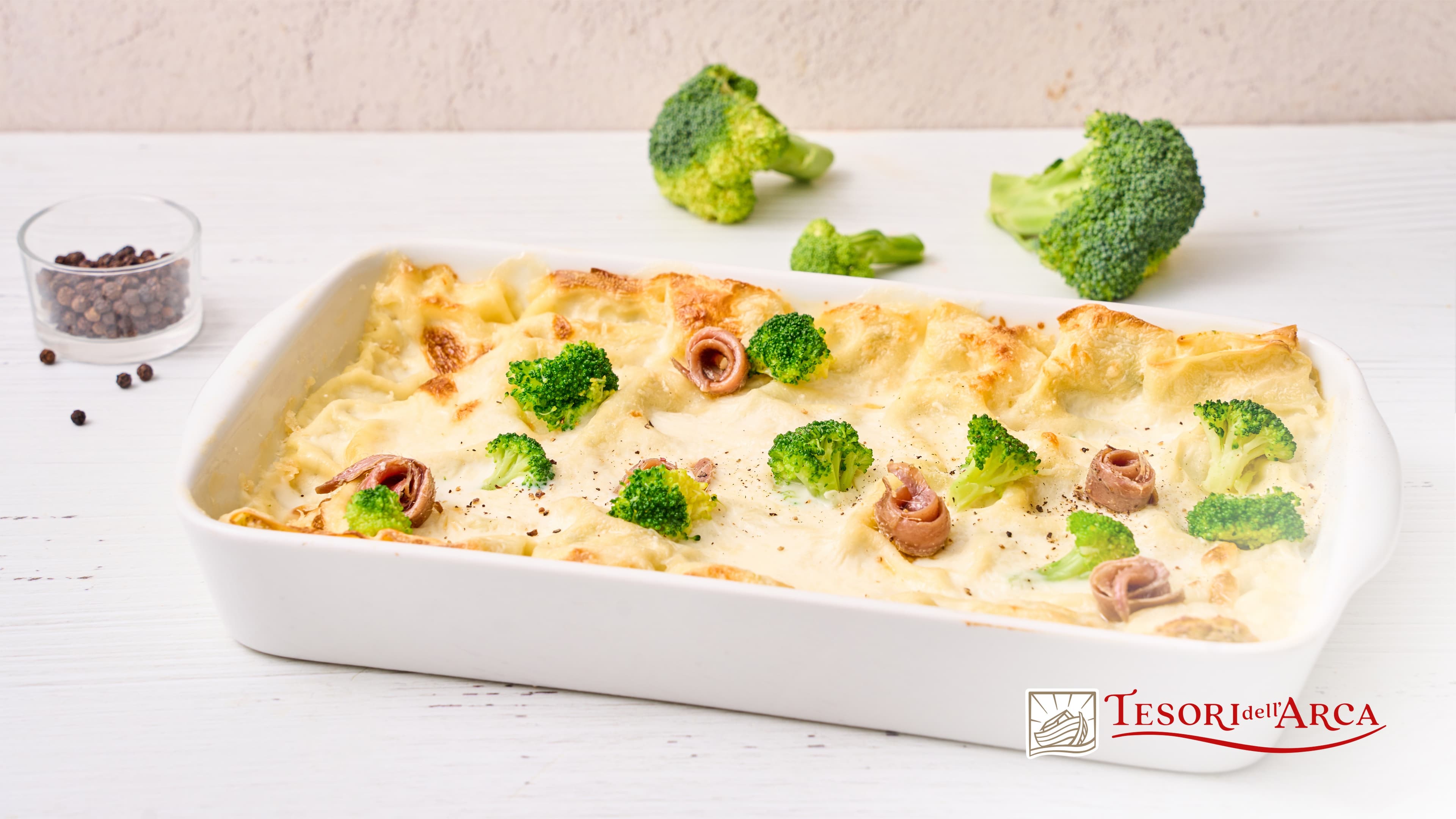 Crespelle di lasagne con ricotta, broccoli e acciughe al peperoncino