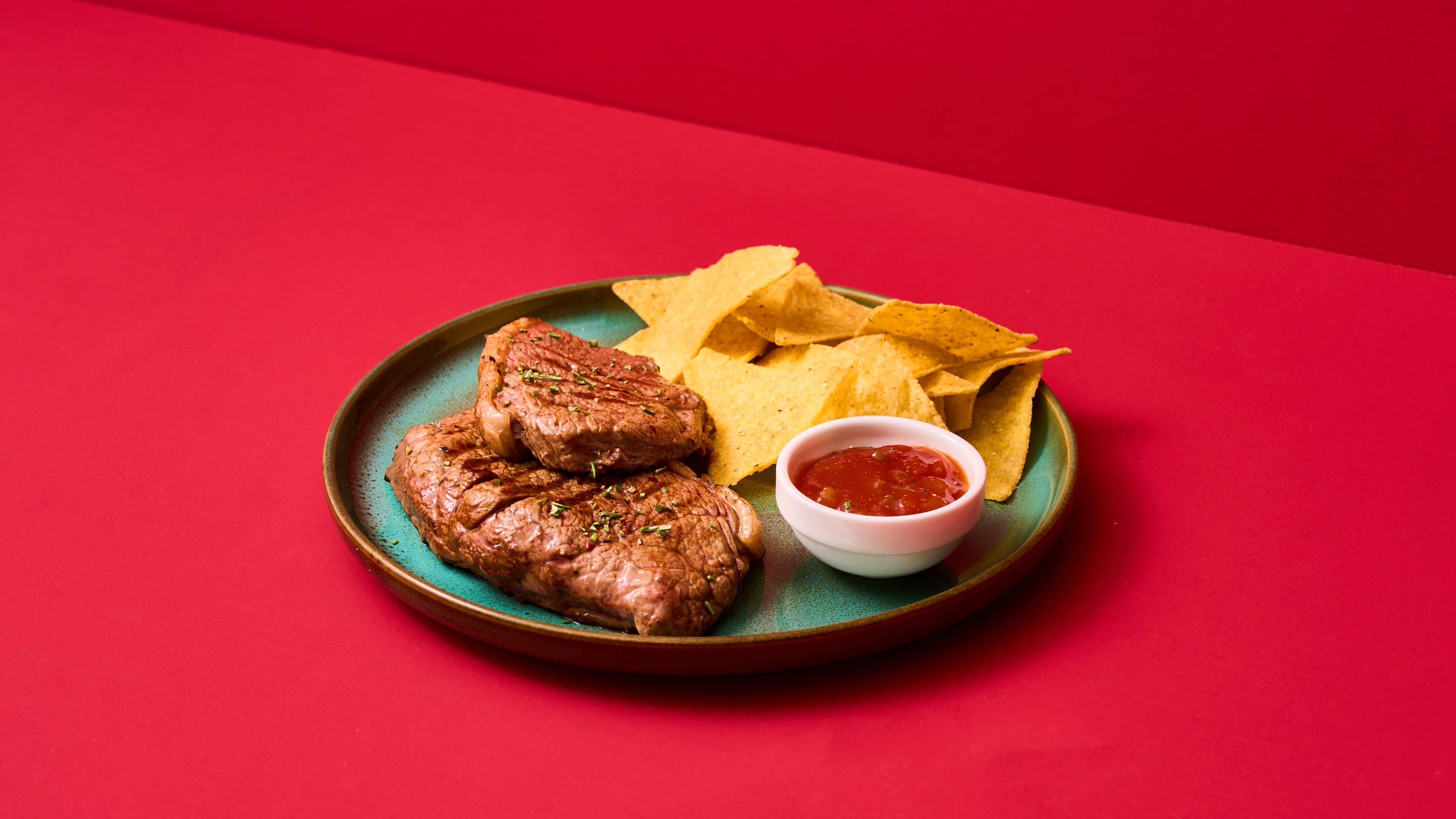 Picanha mexico con nachos e salsa messicana