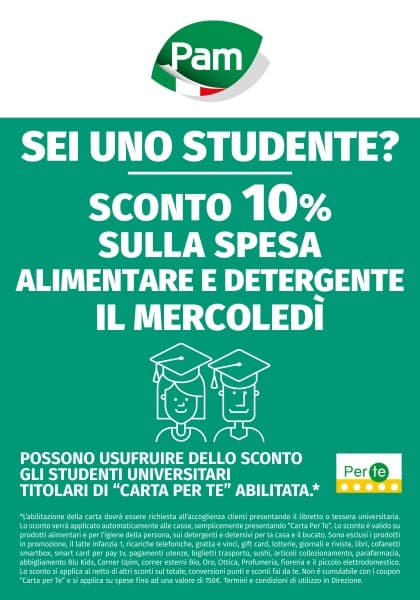 Volantino Sconto Studenti 10% Mercoledì su Alimentare e Drogheria