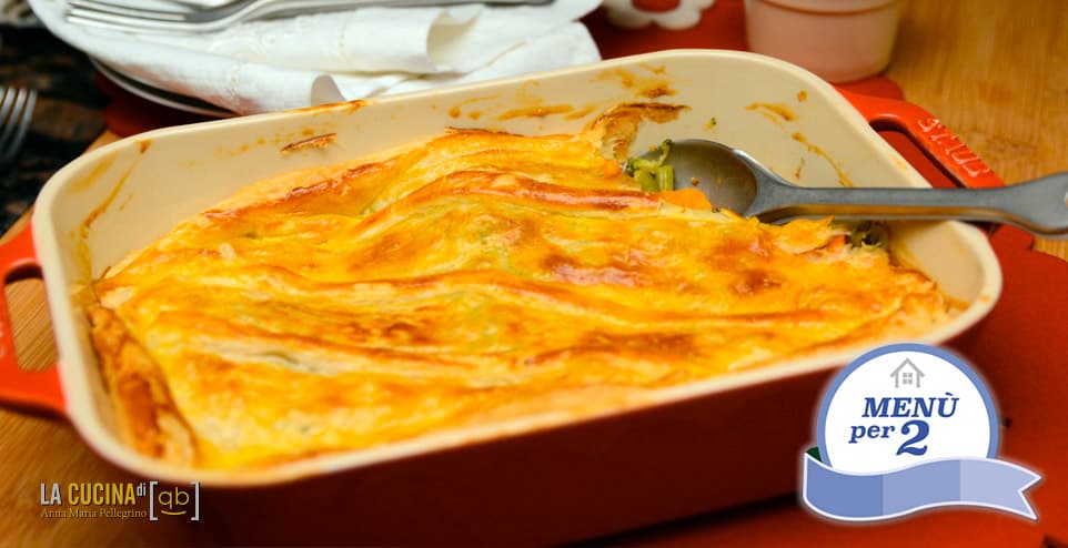 Verdure in sfoglia e fonduta di cioccolato fondente agli agrumi