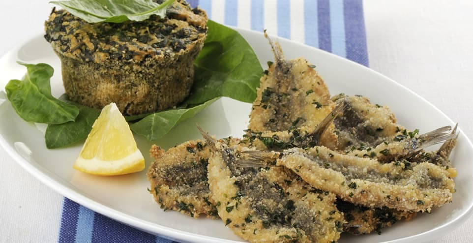 Alici con tortino di bietole