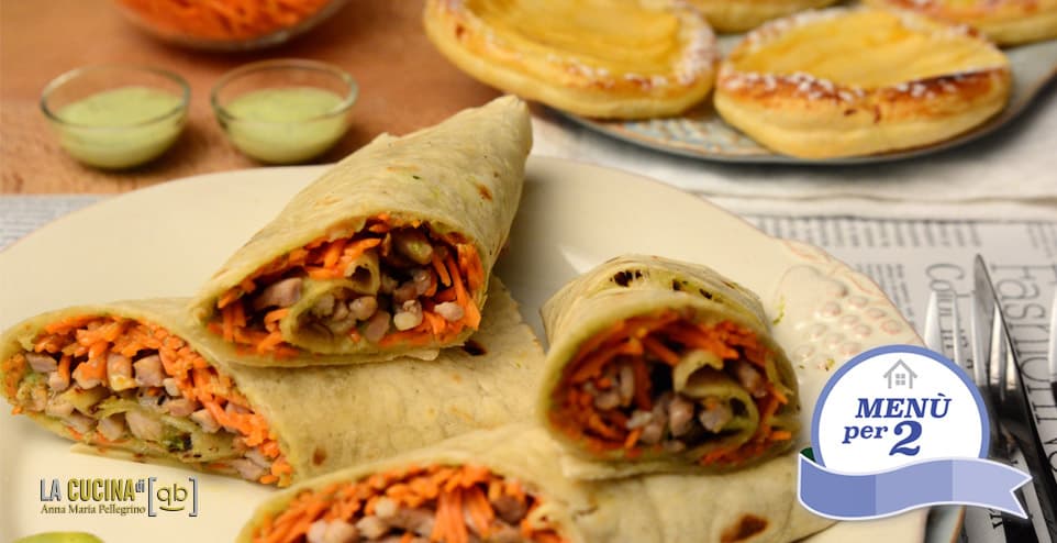 Piadina con filetto di maiale al pesto e sfogliatine di mele