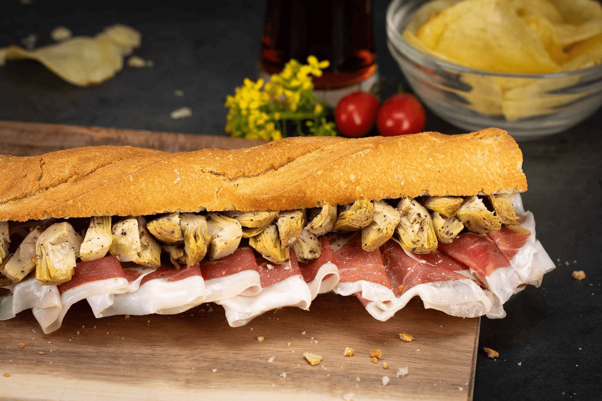 Emilia Romagna – esempio: Baguette con Prosciutto di Parma e carciofini