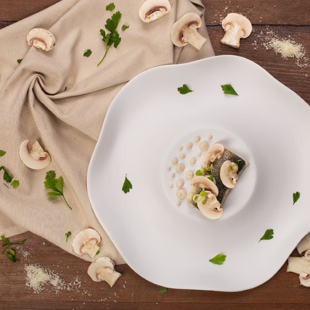 Filetto di branzino con i funghi