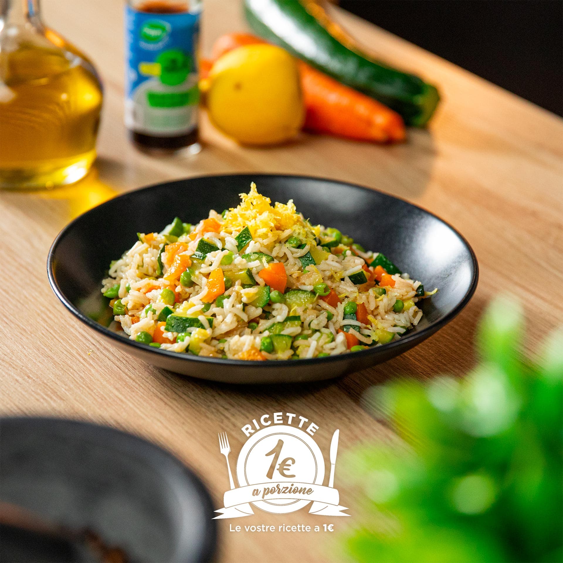 Riso basmati con piselli carote e zucchine