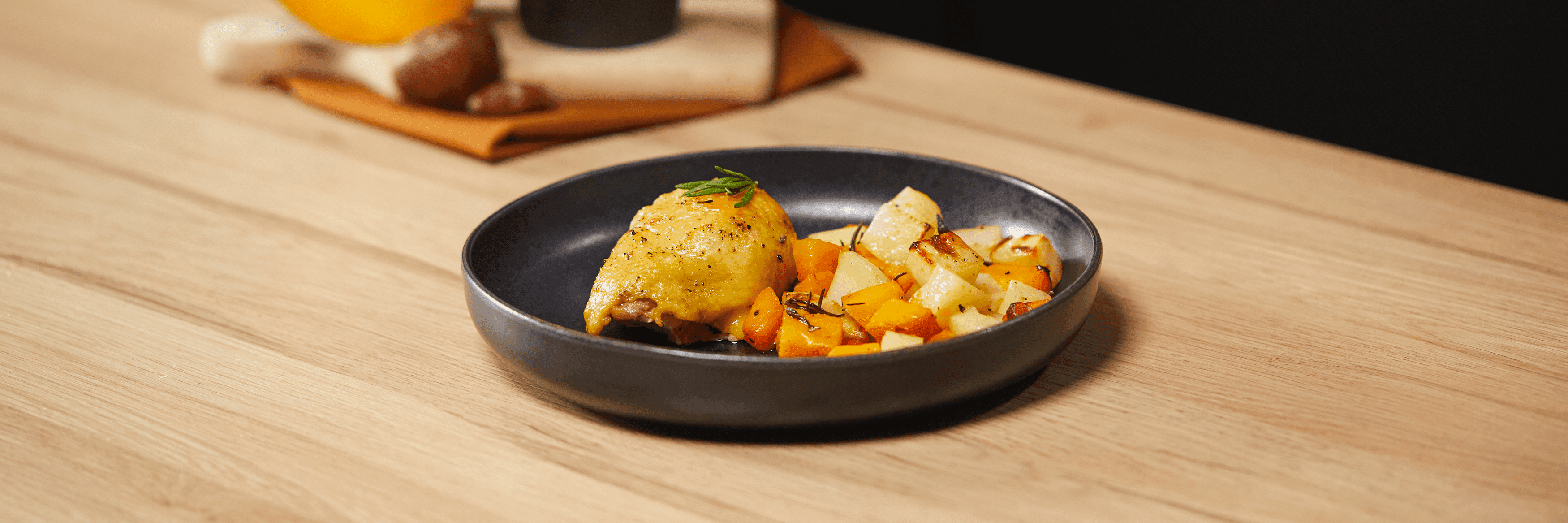Pollo con zucca e patate