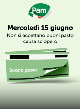 Mercoledì 15 non accettiamo buoni pasto