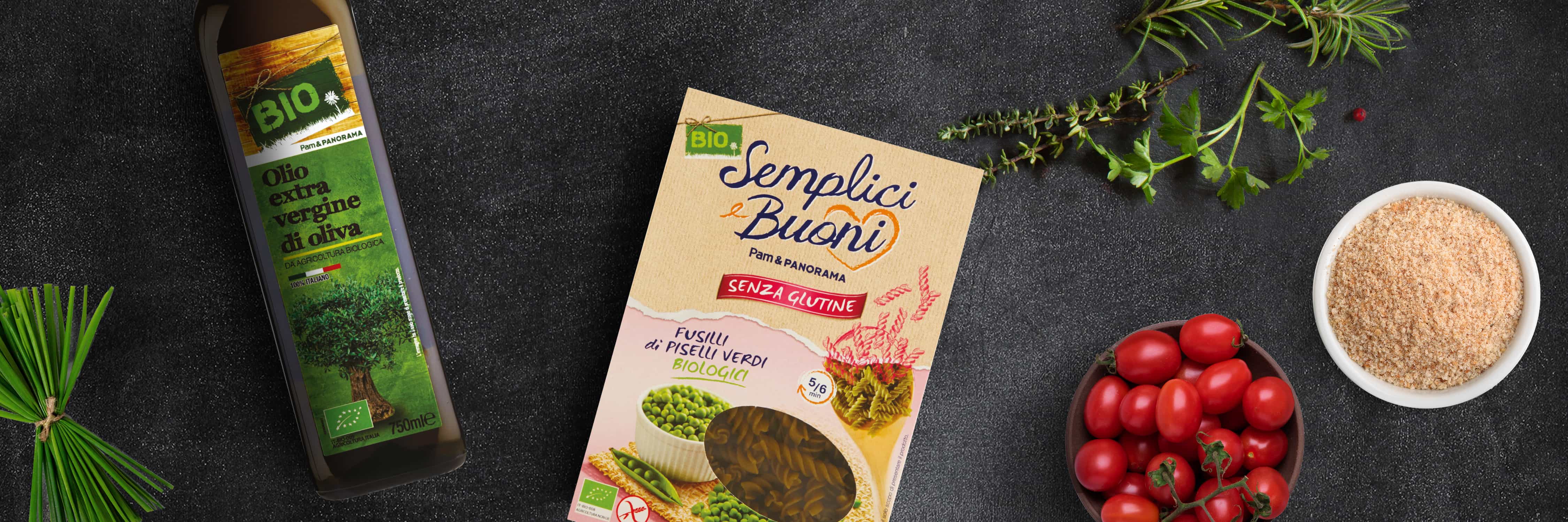 Fusilli di piselli con condimento vegetariano