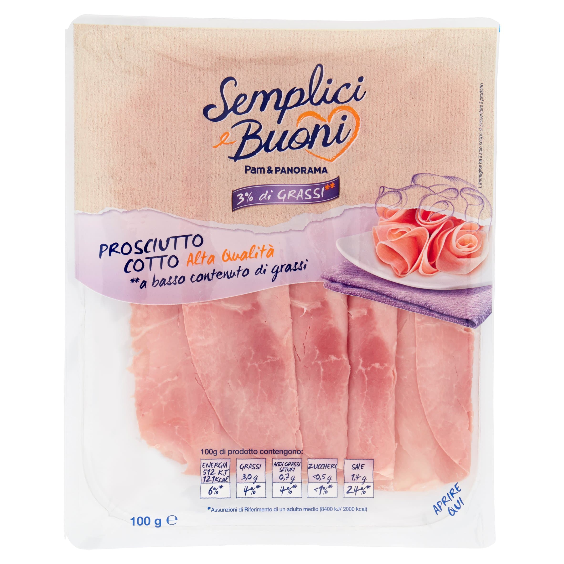 SEMPLICI E BUONI Prosciutto Cotto Alta qualità 100 g
