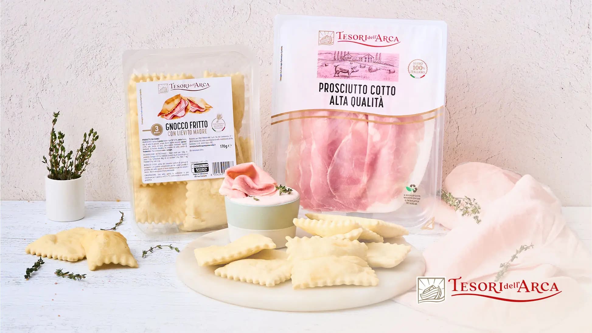 Gnocco fritto con mousse di prosciutto cotto