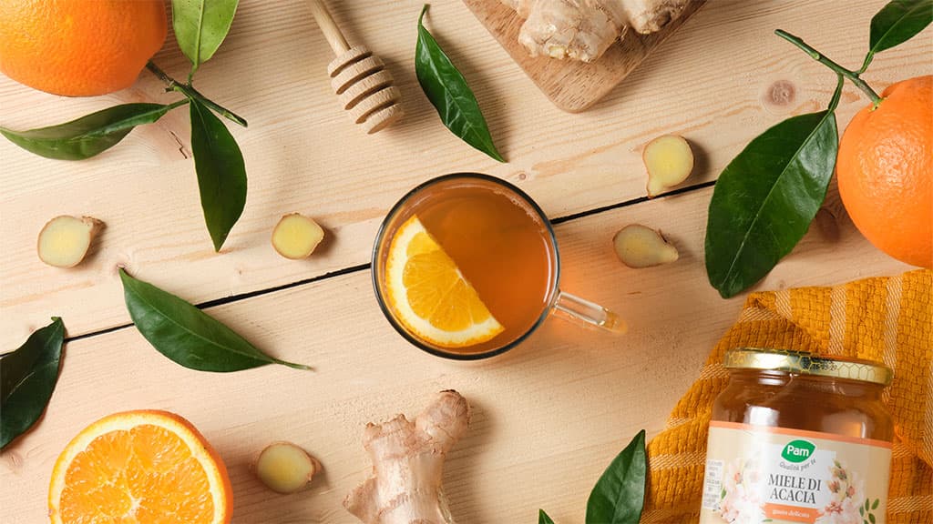 Tisana zenzero, miele e arancia