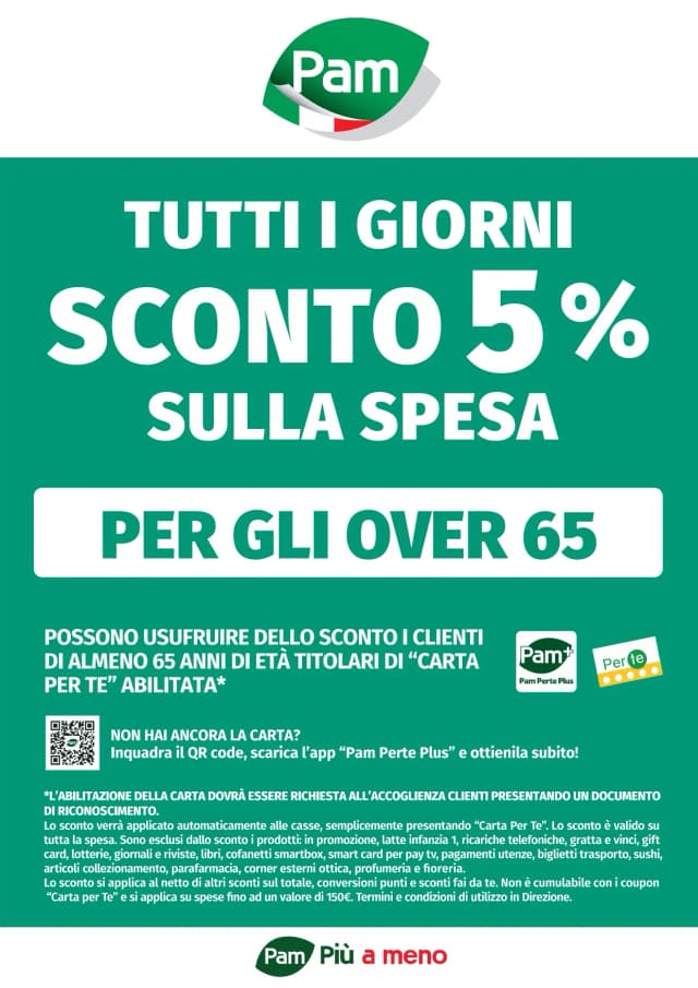 Volantino sconto 5 anziani over 65 tutti i giorni