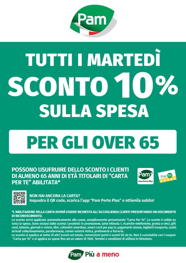 Volantino Sconto 10% Anziani Over 65 Martedì