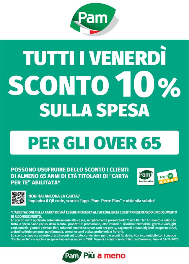 Volantino Sconto 10% Anziani Over 65 Venerdì