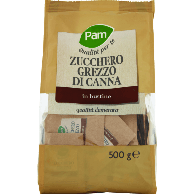 PAM PANORAMA Zucchero Grezzo di Canna in bustine 500 g