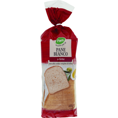 PAM Qualità per te Pane Bianco a fette con olio extra vergine di oliva 400 g
