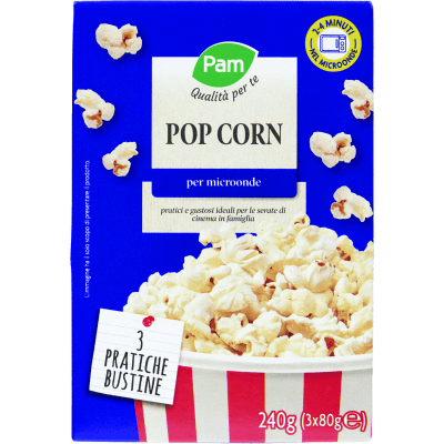 PAM Qualità per te Pop Corn per microonde 3 x 80 g