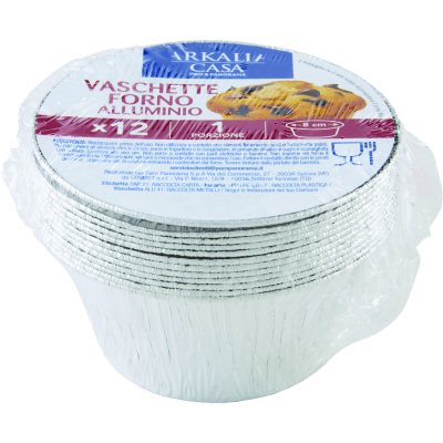 ARKALIA CASA Vaschette Forno Alluminio 8 cm 1 Porzione 12 pz