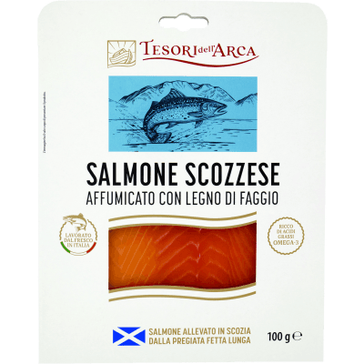 TESORI DELL'ARCA Salmone Scozzese Affumicato con Legno di Faggio 100 g