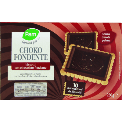 PAM Qualità per te Choko Fondente biscotti con cioccolato fondente 250g (25g x 10)