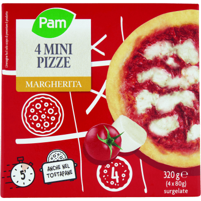 PAM 4 Mini Pizze Margherita surgelate 4 x 80 g