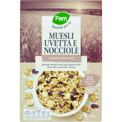 PAM Qualità per te Muesli Uvetta e Nocciole granola croccante 375 g