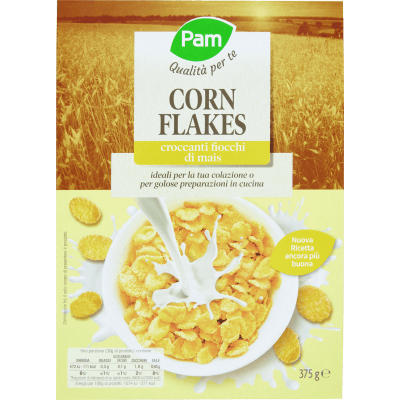 PAM Qualità per te Corn Flakes croccanti fiocchi di mais 375 g