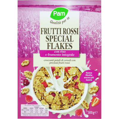 PAM Qualità per te Frutti Rossi Special Flakes con riso e frumento integrale 300 g