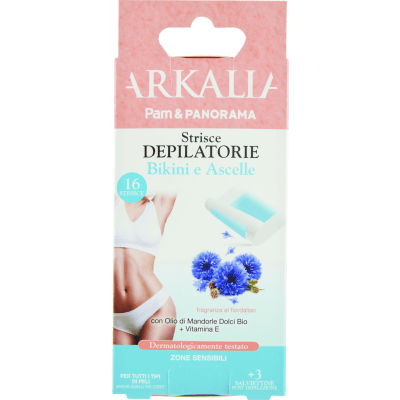 ARKALIA Strisce Depilatorie Bikini e Ascelle 16 Strisce + 3 Salviettine Post Depilazione