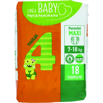 PAM PANORAMA Linea Baby Pannolini Maxi Taglia 4 7-18 Kg 18 pz