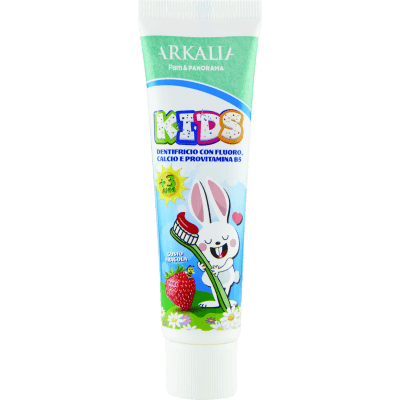 ARKALIA Kids Dentifricio con Fluoro, Calcio e Provitamina B5 Gusto Fragola 50 ml