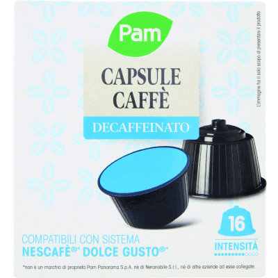 PAM Capsule Caffè Decaffeinato Compatibili Nescafè* Dolce Gusto* 120g (16x7,5g)