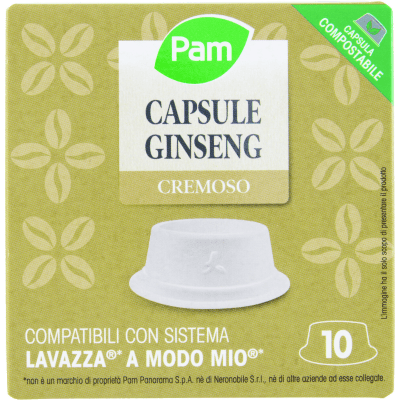 PAM Qualità per te Ginseng 10 capsule Compatibili con sistema Lavazza* a Modo Mio* 75 g (7,5g x 10)
