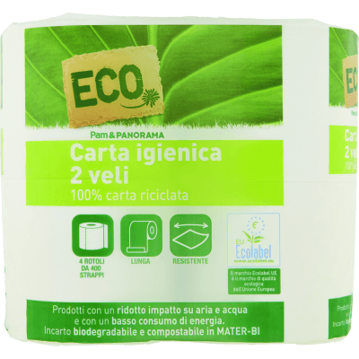 ECO Carta igienica 2 veli 100% carta riciclata 4 rotoli