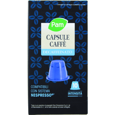 PAM Capsule Caffè Decaffeinato Compatibili Nespresso* 56g (10x5,6g)