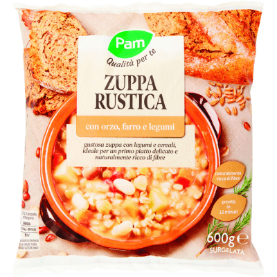 PAM Qualità per te Zuppa Rustica con orzo, farro e legumi Surgelata 600 g